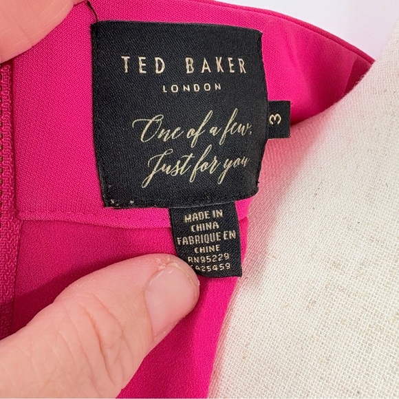 Ted Baker London Hit Pink Mock Neck Scalloped Mini Dress Size 3 / 8 - Picture 10 of 10